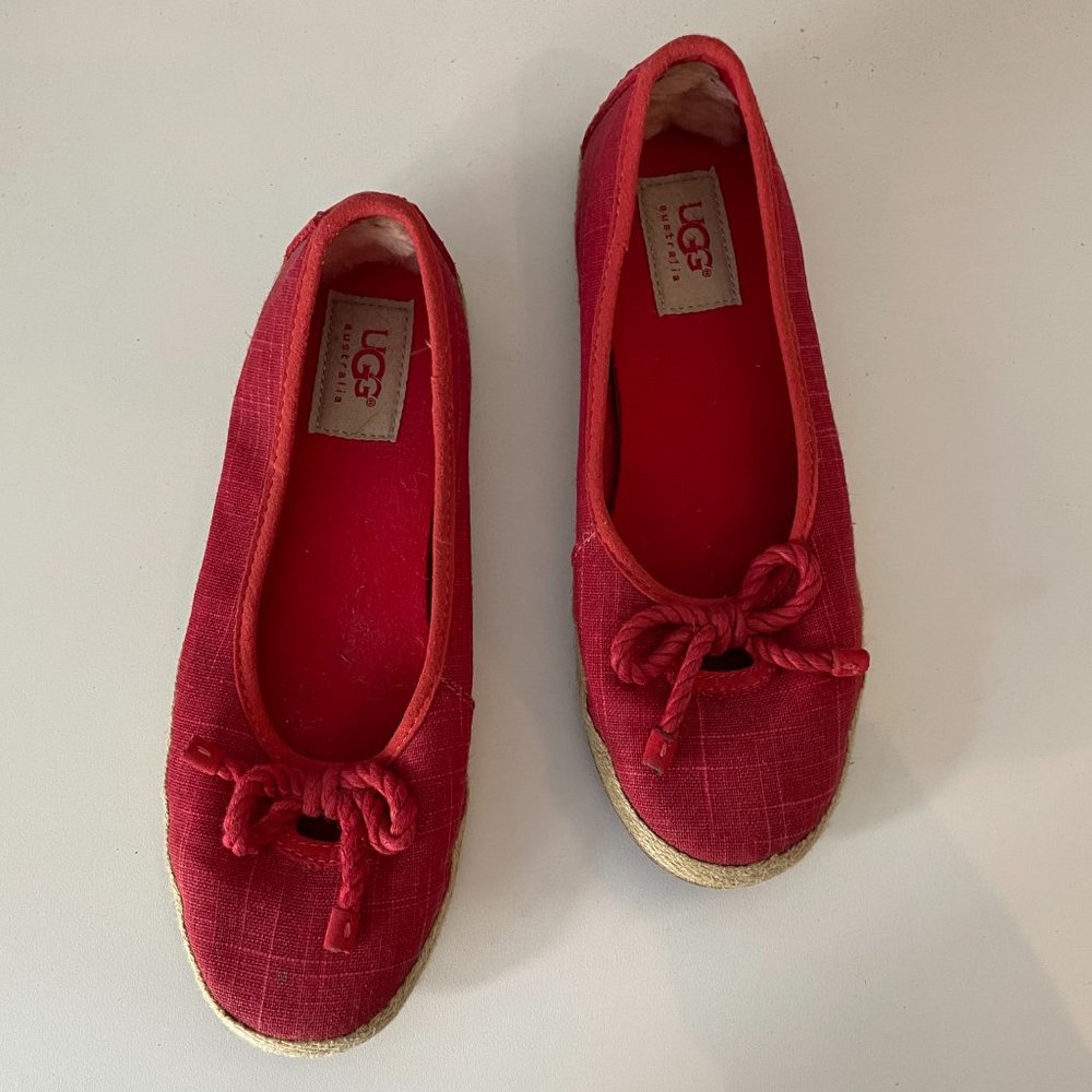 Ugg Syleste Espadrille Ballet Flat Slip On Shoe 6 Red Casual
